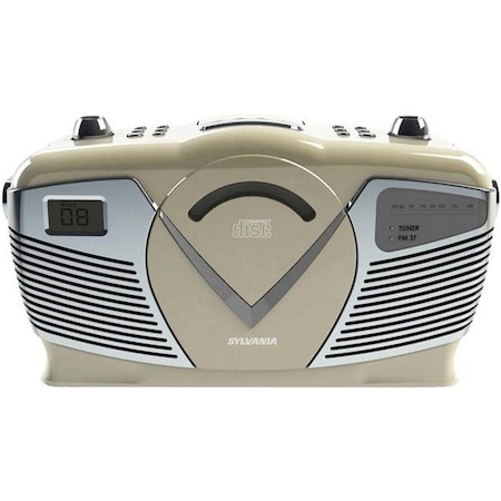 Sylvania Sylvania SRCD212-CREME Retro Style Portable CD Radio Boom Box; Creme SRCD212-CREME